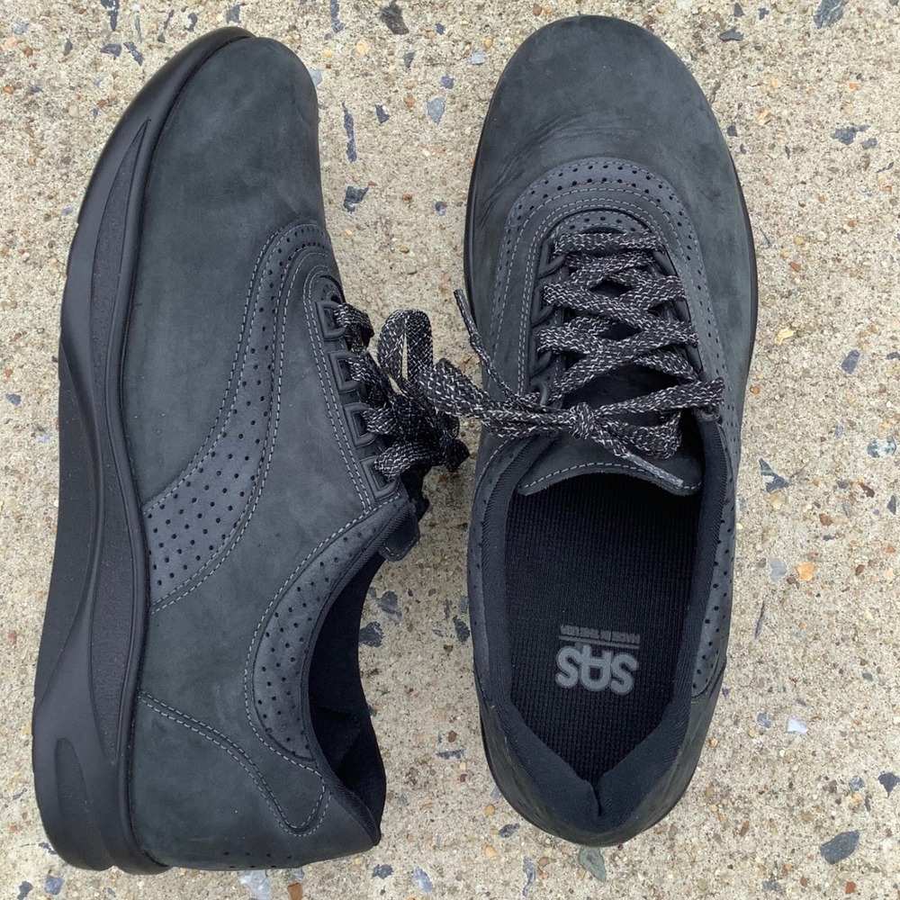 SAS Liberty Women 10 W Black Nubuck Walking‎ Shoes Comfort Sneakers L4901384 USA